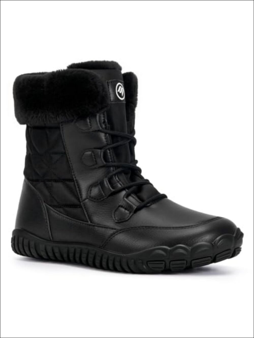 Women's Waterproof Mid Calf Snow Boots Faux Leather Lace-Up Winter Boots